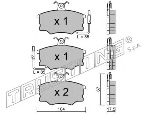 055.0 TRUSTING Комплект тормозных колодок, дисковый тормоз (фото 2)