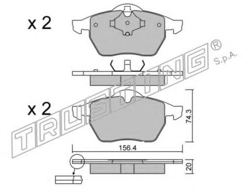 188.2 TRUSTING Комплект тормозных колодок, дисковый тормоз (фото 2)