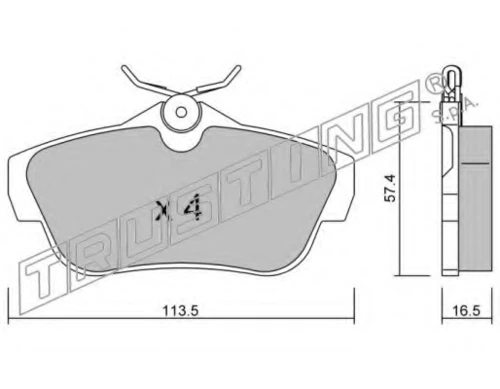 728.0 TRUSTING Комплект тормозных колодок, дисковый тормоз (фото 2)