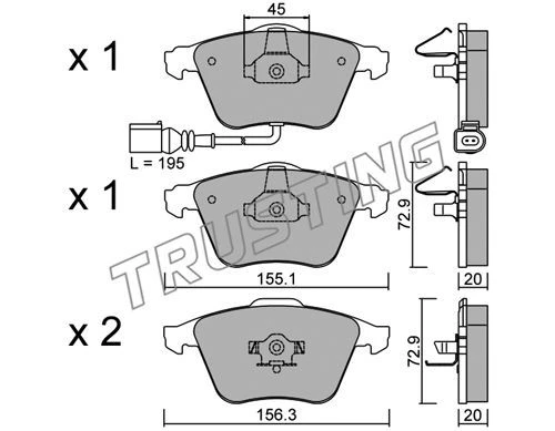 565.2 TRUSTING Комплект тормозных колодок, дисковый тормоз (фото 1)