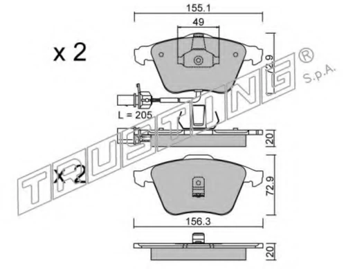 565.0 TRUSTING Комплект тормозных колодок, дисковый тормоз (фото 2)