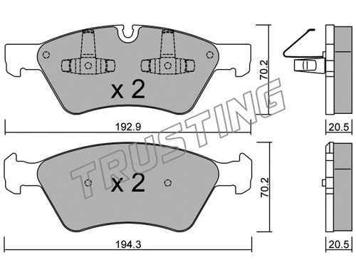686.0 TRUSTING Комплект тормозных колодок, дисковый тормоз (фото 2)