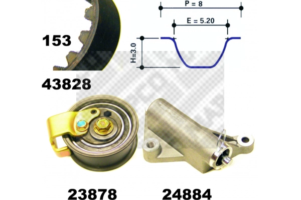 23827 MAPCO Комплект ремня ГРМ (фото 2)