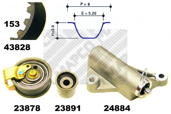 23833 MAPCO Комплект ремня ГРМ (фото 2)