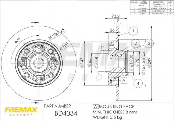 BD-4034 FREMAX Тормозной диск (фото 1)