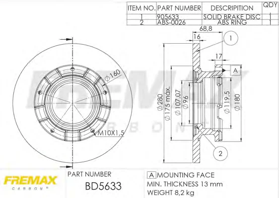 BD-5633 FREMAX Тормозной диск (фото 1)