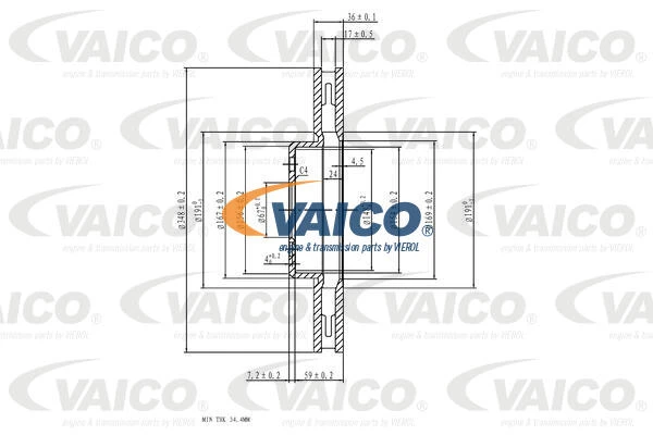 V20-40044 VAICO Тормозной диск (фото 5)