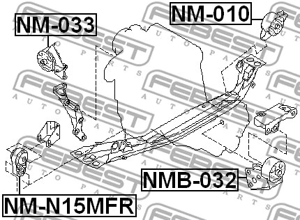 NM-010 FEBEST Подвеска, двигатель (фото 2)