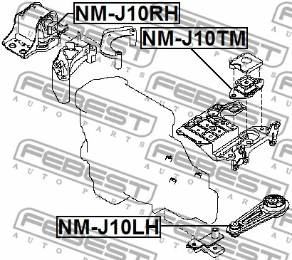 NM-J10RH FEBEST Подвеска, двигатель (фото 2)