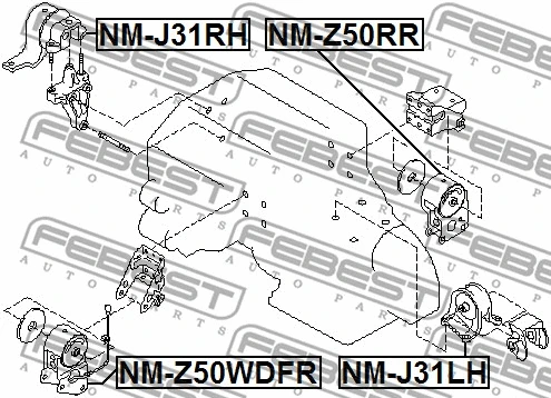 NM-Z50WDFR FEBEST Подвеска, двигатель (фото 2)