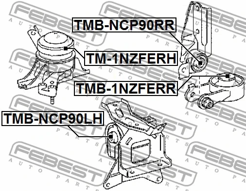 TM-1NZFERH FEBEST Подвеска, двигатель (фото 2)