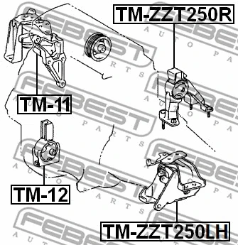 TM-ZZT250R FEBEST Подвеска, двигатель (фото 2)