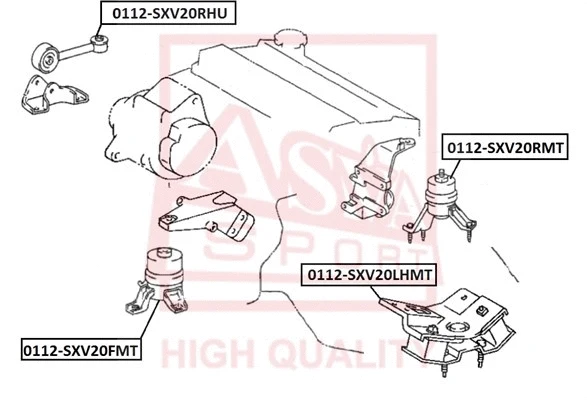 0112-SXV20LHMT ASVA Подвеска, двигатель (фото 1)