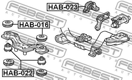 HAB-022 FEBEST Опора, дифференциал (фото 2)