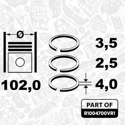 R1004700VR1 ET ENGINETEAM Комплект поршневых колец (фото 4)