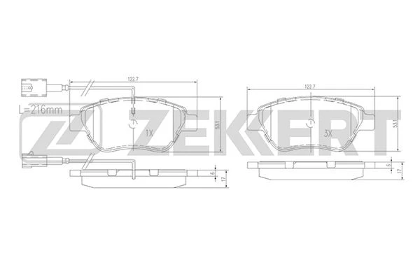 BS-1167 ZEKKERT Комплект тормозных колодок, дисковый тормоз (фото 2)