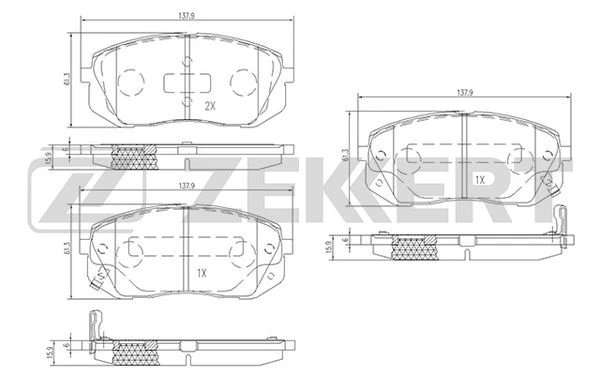 BS-1791 ZEKKERT Комплект тормозных колодок, дисковый тормоз (фото 2)