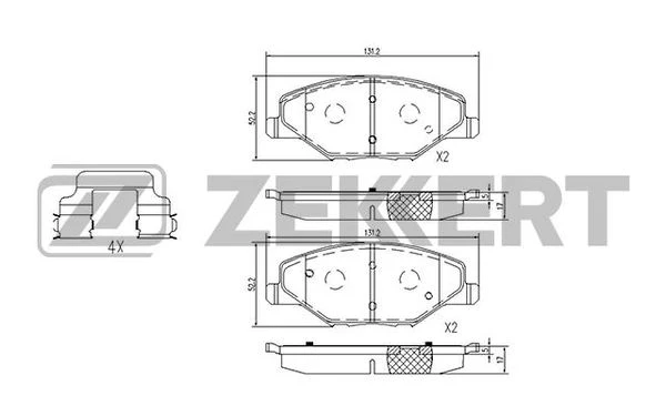 BS-1251 ZEKKERT Комплект тормозных колодок, дисковый тормоз (фото 2)