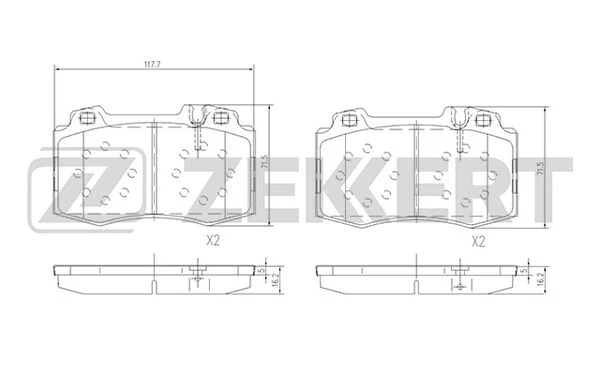 BS-1121 ZEKKERT Комплект тормозных колодок, дисковый тормоз (фото 2)