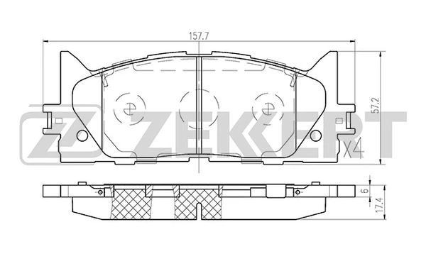 BS-2804 ZEKKERT Комплект тормозных колодок, дисковый тормоз (фото 2)