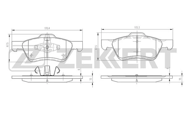 BS-1003 ZEKKERT Комплект тормозных колодок, дисковый тормоз (фото 2)