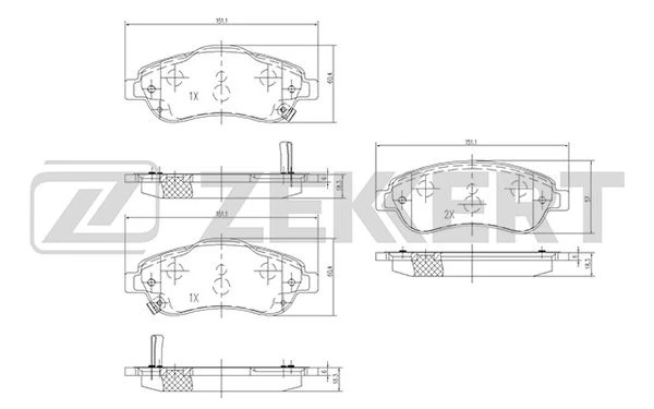 BS-1753 ZEKKERT Комплект тормозных колодок, дисковый тормоз (фото 2)