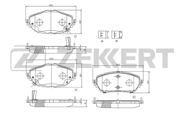 BS-1245 ZEKKERT Комплект тормозных колодок, дисковый тормоз (фото 2)