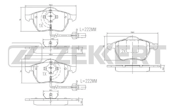 BS-1131 ZEKKERT Комплект тормозных колодок, дисковый тормоз (фото 2)