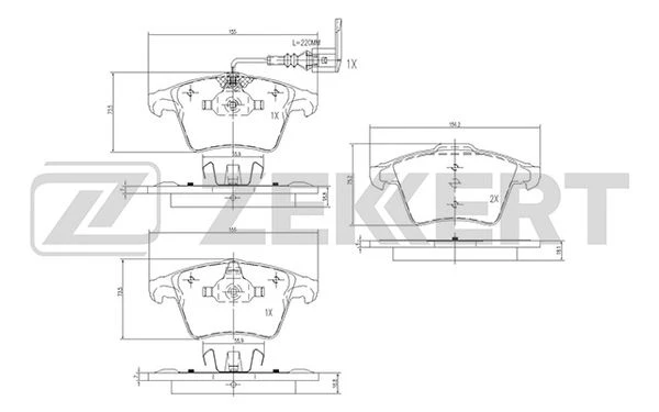 BS-2797 ZEKKERT Комплект тормозных колодок, дисковый тормоз (фото 2)