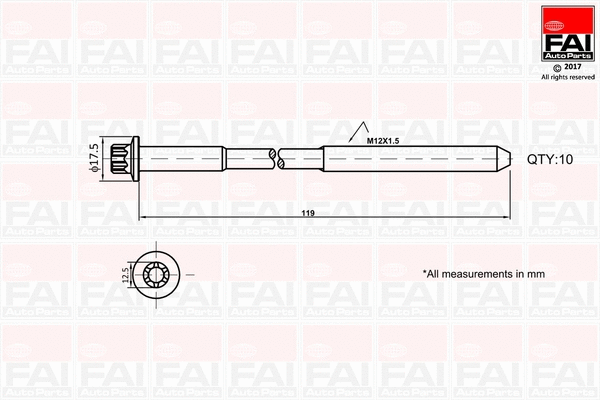 B1401 FAI AUTOPARTS Комплект болтов головки цилидра (фото 1)