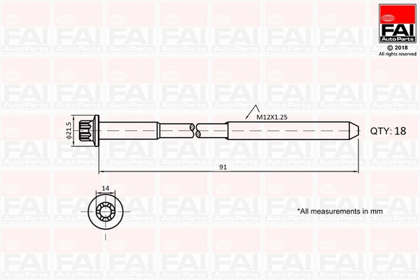 B2101 FAI AUTOPARTS Комплект болтов головки цилидра (фото 1)
