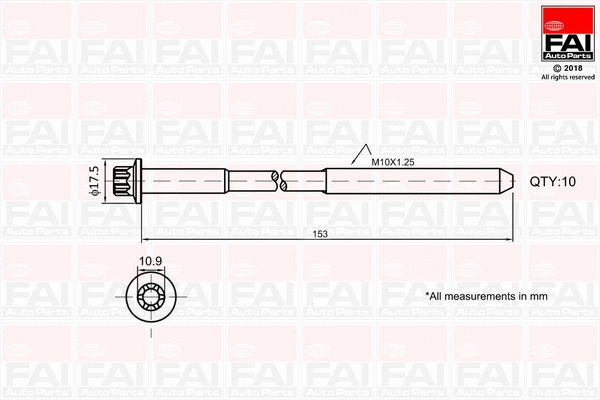 B701 FAI AUTOPARTS Комплект болтов головки цилидра (фото 1)