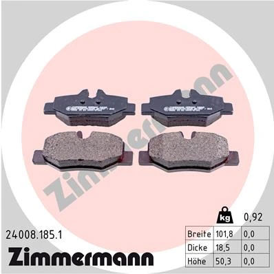 24008.185.1 ZIMMERMANN Комплект тормозных колодок, дисковый тормоз (фото 2)