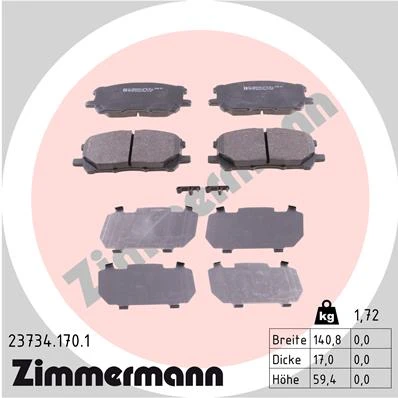 23734.170.1 ZIMMERMANN Комплект тормозных колодок, дисковый тормоз (фото 1)