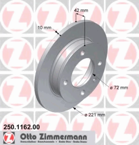 250.1162.00 ZIMMERMANN Тормозной диск (фото 2)