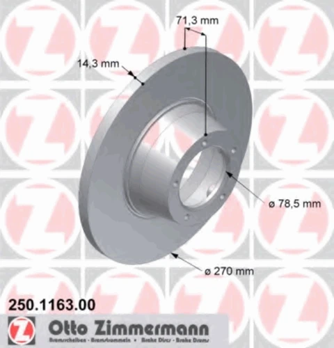 250.1163.00 ZIMMERMANN Тормозной диск (фото 2)