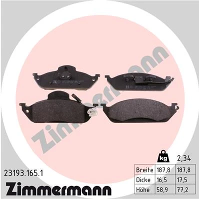 23193.165.1 ZIMMERMANN Комплект тормозных колодок, дисковый тормоз (фото 2)