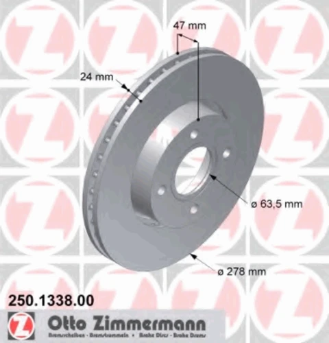 250.1338.00 ZIMMERMANN Тормозной диск (фото 2)