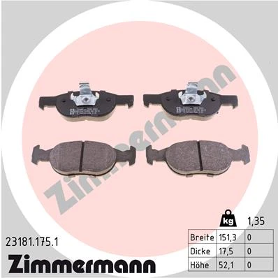 23181.175.1 ZIMMERMANN Комплект тормозных колодок, дисковый тормоз (фото 2)