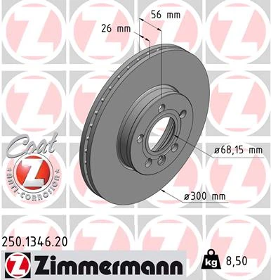 250.1346.20 ZIMMERMANN Тормозной диск (фото 2)