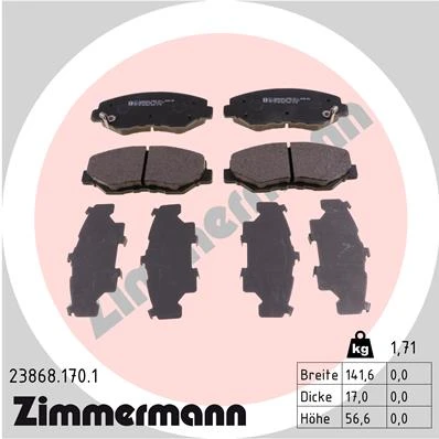 23868.170.1 ZIMMERMANN Комплект тормозных колодок, дисковый тормоз (фото 2)