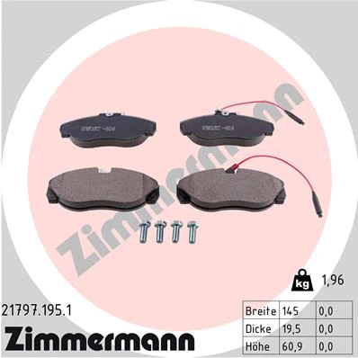 21797.195.1 ZIMMERMANN Комплект тормозных колодок, дисковый тормоз (фото 2)