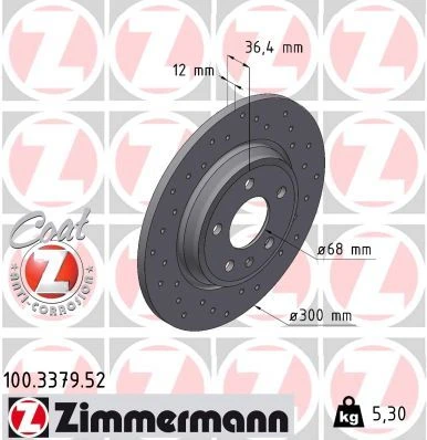 100.3379.52 ZIMMERMANN Тормозной диск (фото 1)