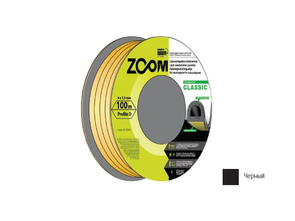 02-2-4-102 ZOOM Уплотнитель тип D черный Classic 100 м (фото 2)