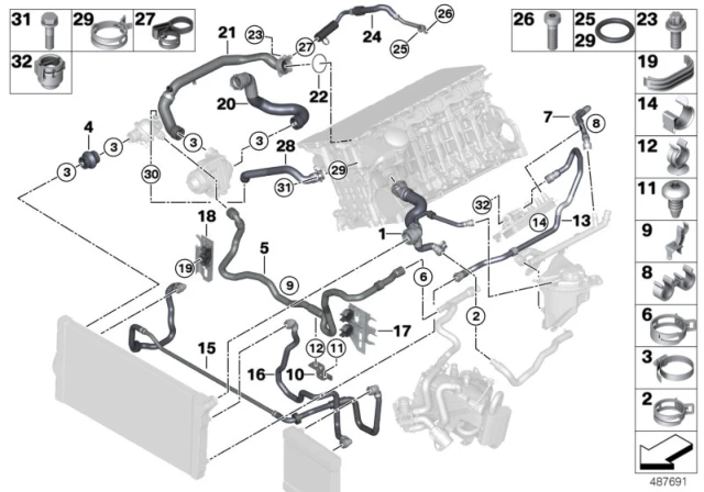 07 12 9 952 119 BMW Хомут l42-48, iso 92016 1' e81, e82, e87, lci, e88, f20, f21, 2' f22, f23, f87 m2, (фото 1)