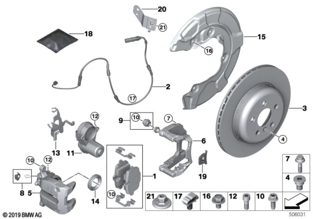 34 21 6 860 562 BMW Болт с шестигранной головкой m8x1 3' g20, g21, g28, mini cabrio f57, f55, f56, z4 g29 (фото 1)