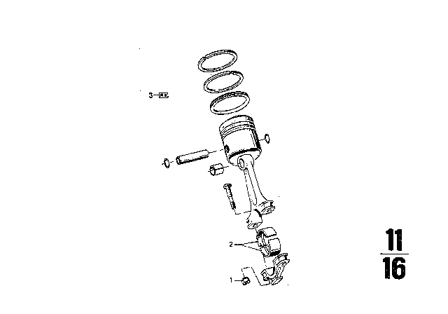 11 25 1 256 462 BMW Ремонтный комплект поршневых колец 2.5cs-3.0csl, 2500-3.3li, 5' e12, e28, 6' e24, 7' e23 (фото 1)