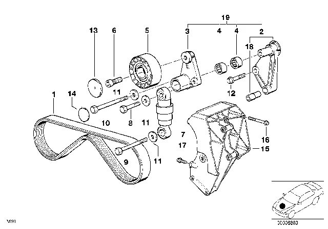 11 28 1 437 449 BMW Клиновой рифленый ремень 5pk 906 3' e36, 5' e34, e39, 7' e38, z3 (фото 2)