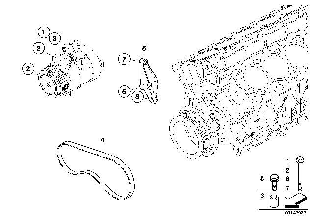 11 28 7 512 971 BMW Клиновой рифленый ремень 4pk860 7' e65, e66, e67 (фото 1)