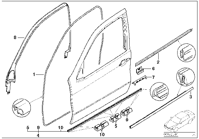 51 32 8 251 591 BMW Защитный молдинг шахты л наруж черный x5 e53 (фото 2)